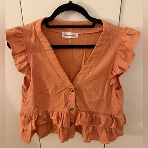 Moondance Orange Ruffled Tank Top